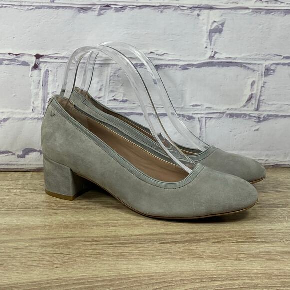 Vionic Natalie Gray Suede Block Heel Pumps Women's 7.5 Wide Slip On Comfort - Picture 1 of 8